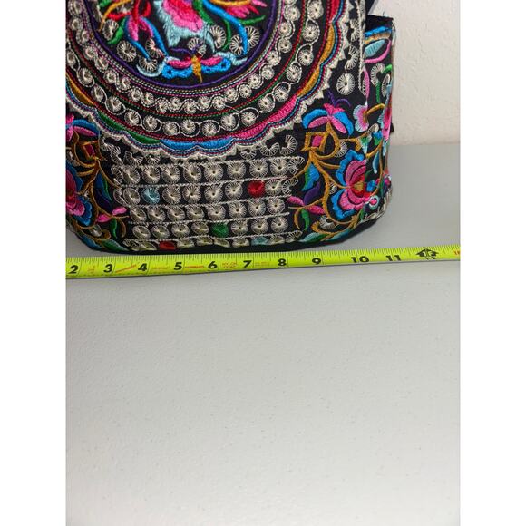 Bohemian Embroidered Birds and Flowers Cotton Canvas Lightweight Backpack - Picture 8 of 9